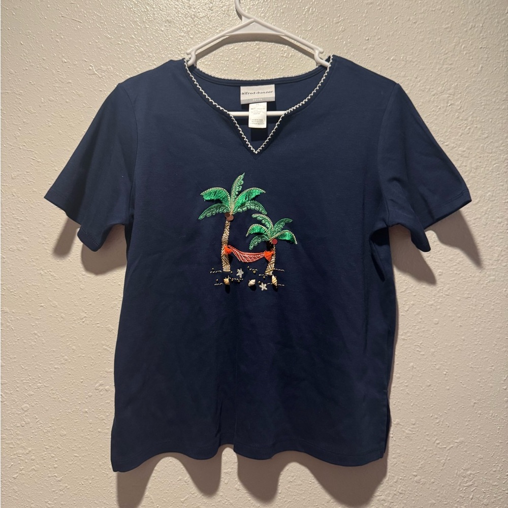 Alfred Dunner Embroidered Palm Tree Top